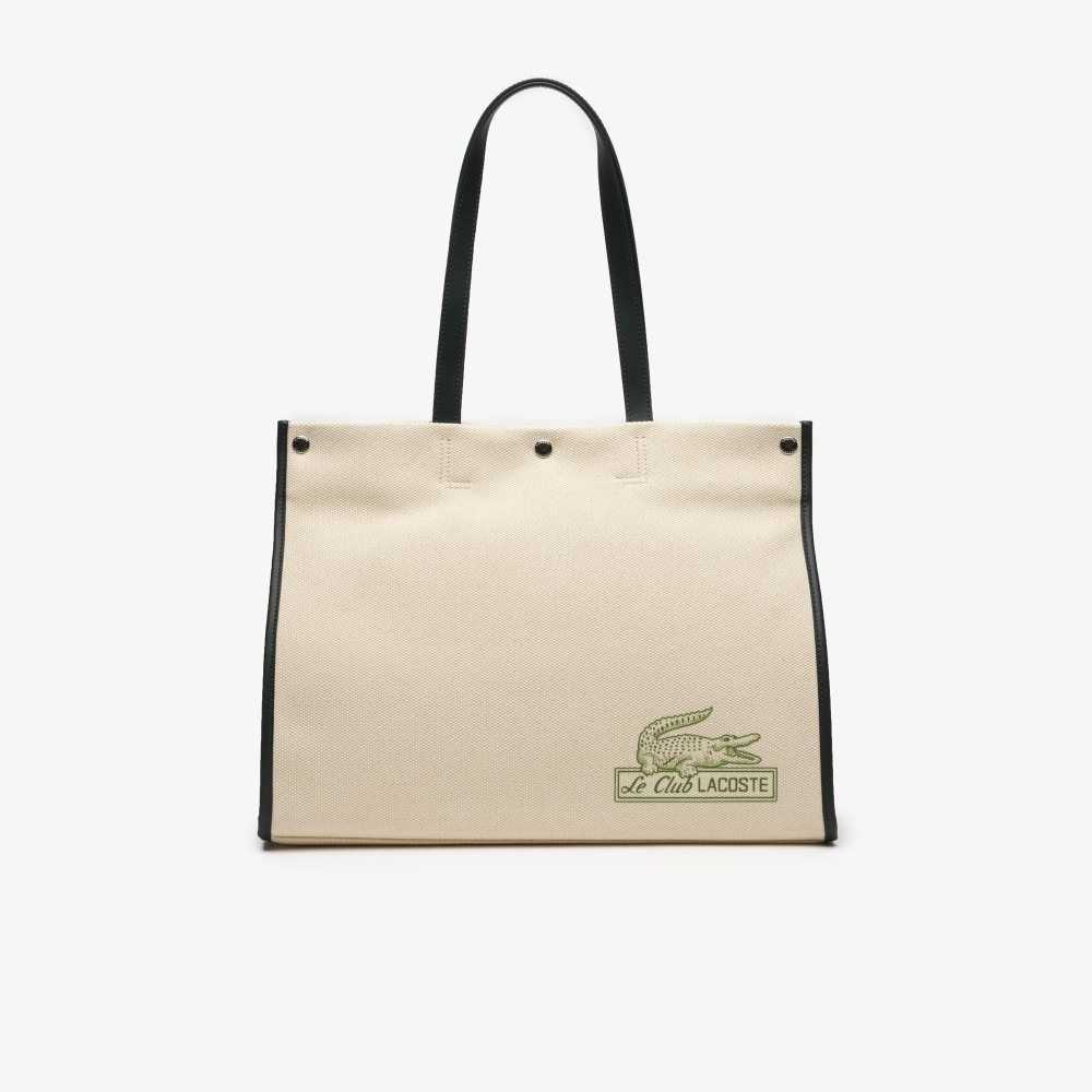 Lacoste Print Front Tote Beige | 7210-PEWSH