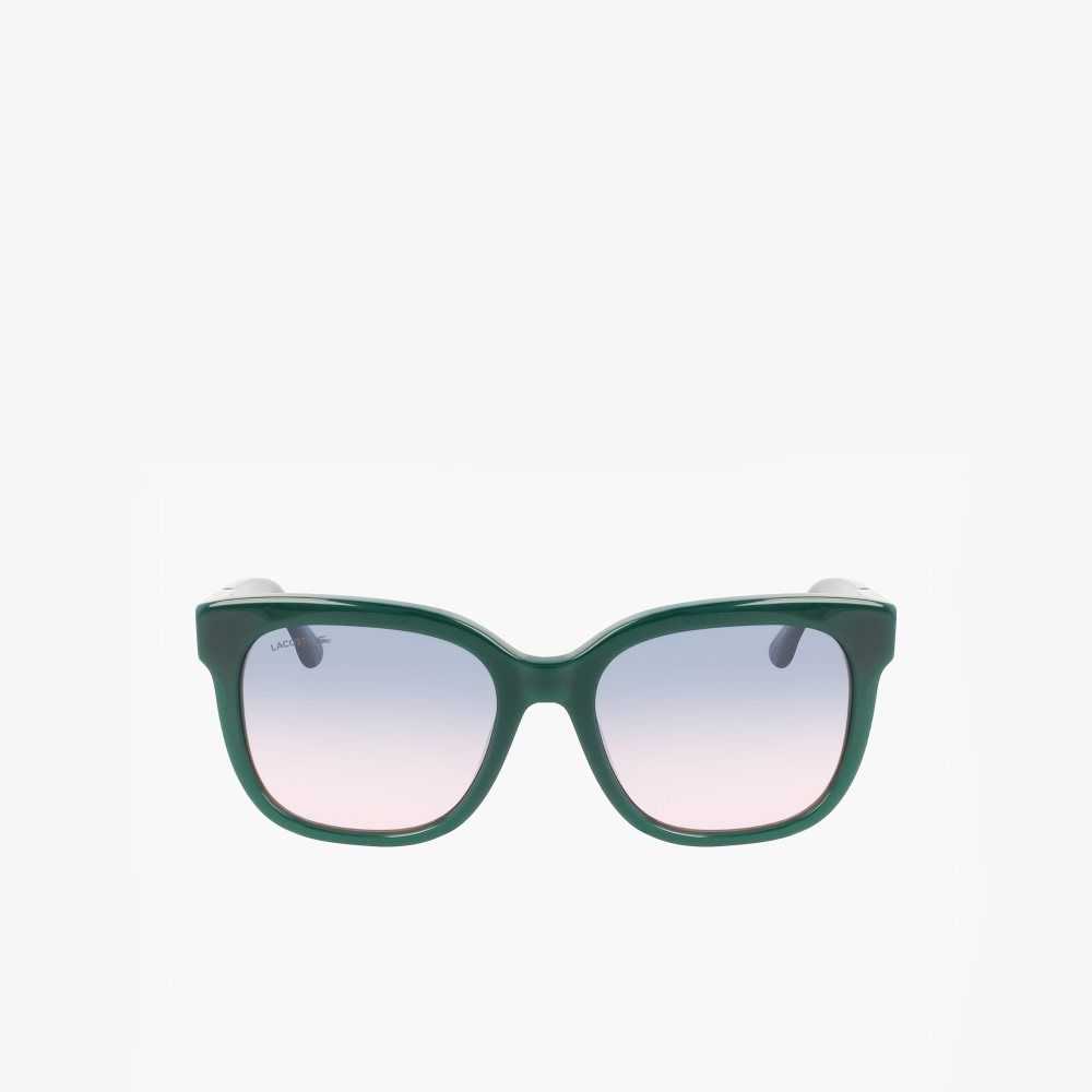 Lacoste Rectangle Acetate Croco Skin Verde | 5270-AGSFQ