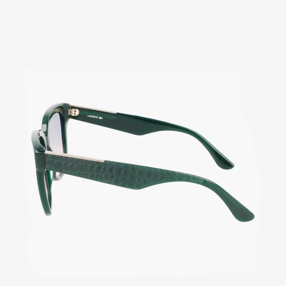 Lacoste Rectangle Acetate Croco Skin Verde | 5270-AGSFQ