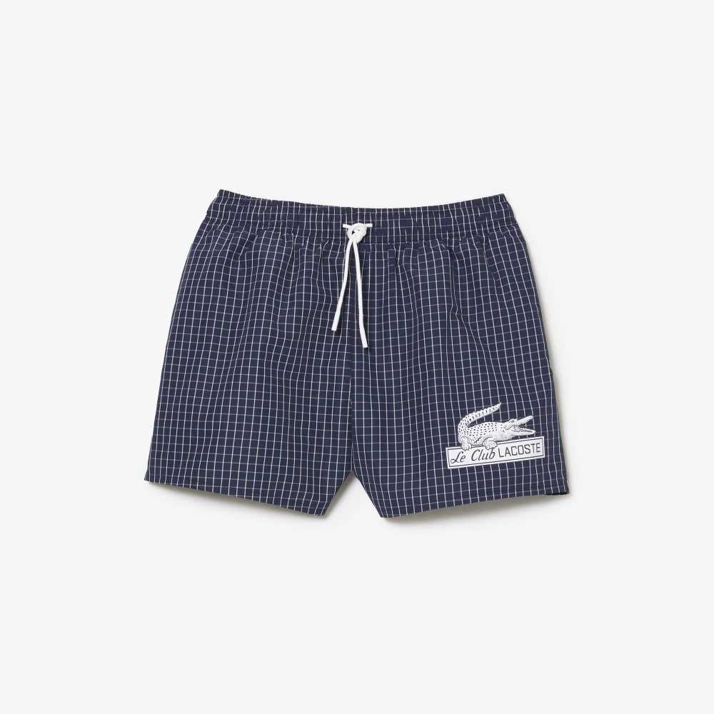 Lacoste Recycled Polyester Checked Azul Marino Azules Blancas | 9502-FPXMB