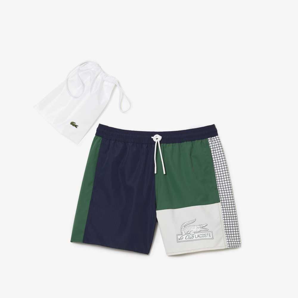 Lacoste Recycled Polyester Colorblock Azul Marino Azules Verde Blancas | 3527-YDSZL