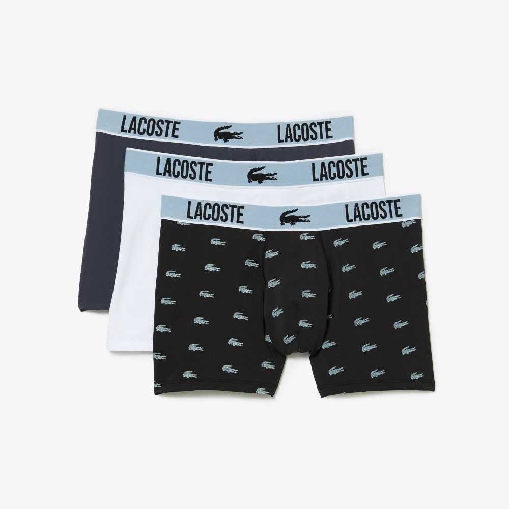 Lacoste Recycled Polyester Jersey Trunk 3-Pack Negras Gris Oscuro Blancas | 8401-FMVIO