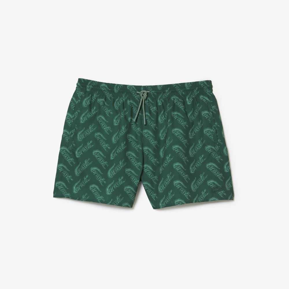 Lacoste Recycled Polyester Print Verde Kaki Verde | 0694-JRMCF