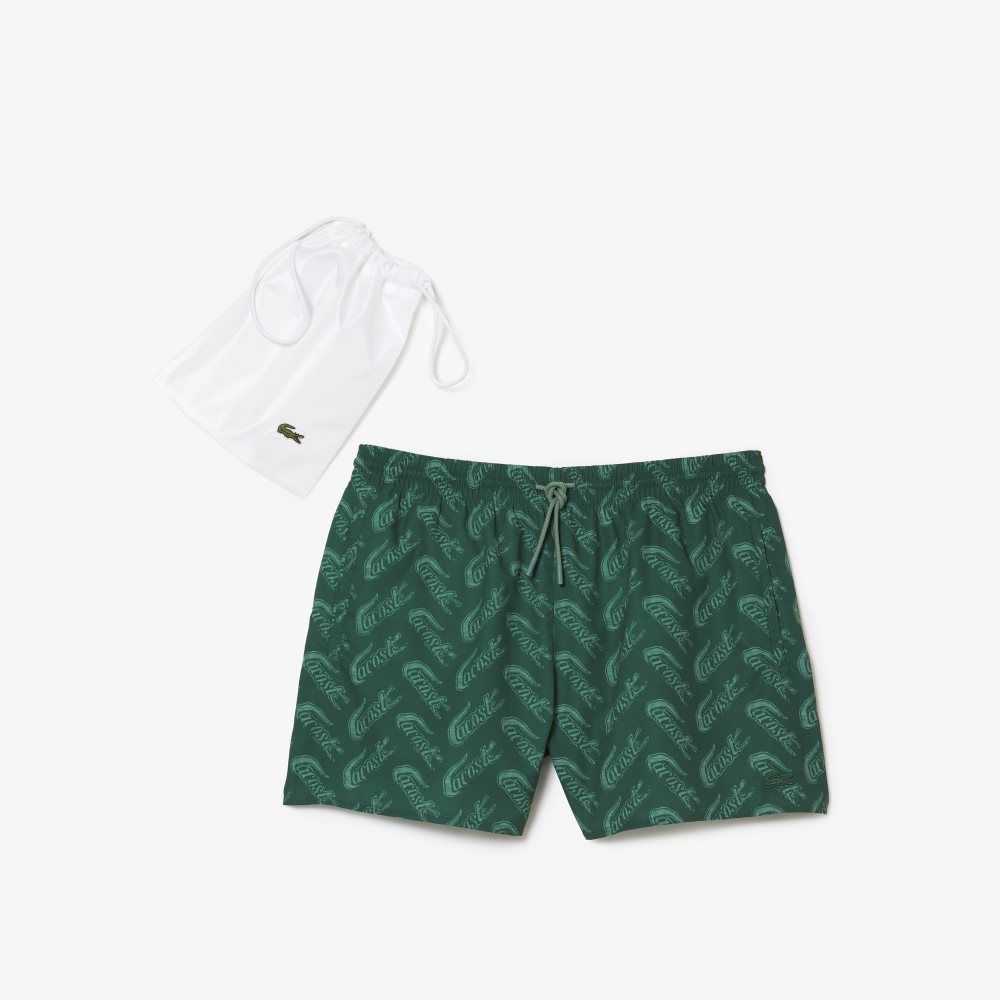 Lacoste Recycled Polyester Print Verde Kaki Verde | 0694-JRMCF