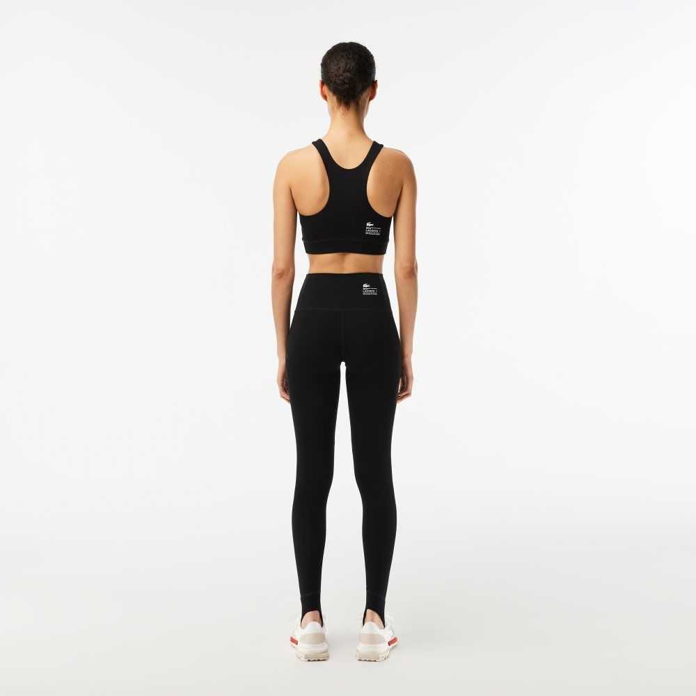 Lacoste Recycled Polyester Tapered Leggings Negras | 4325-JZEHR