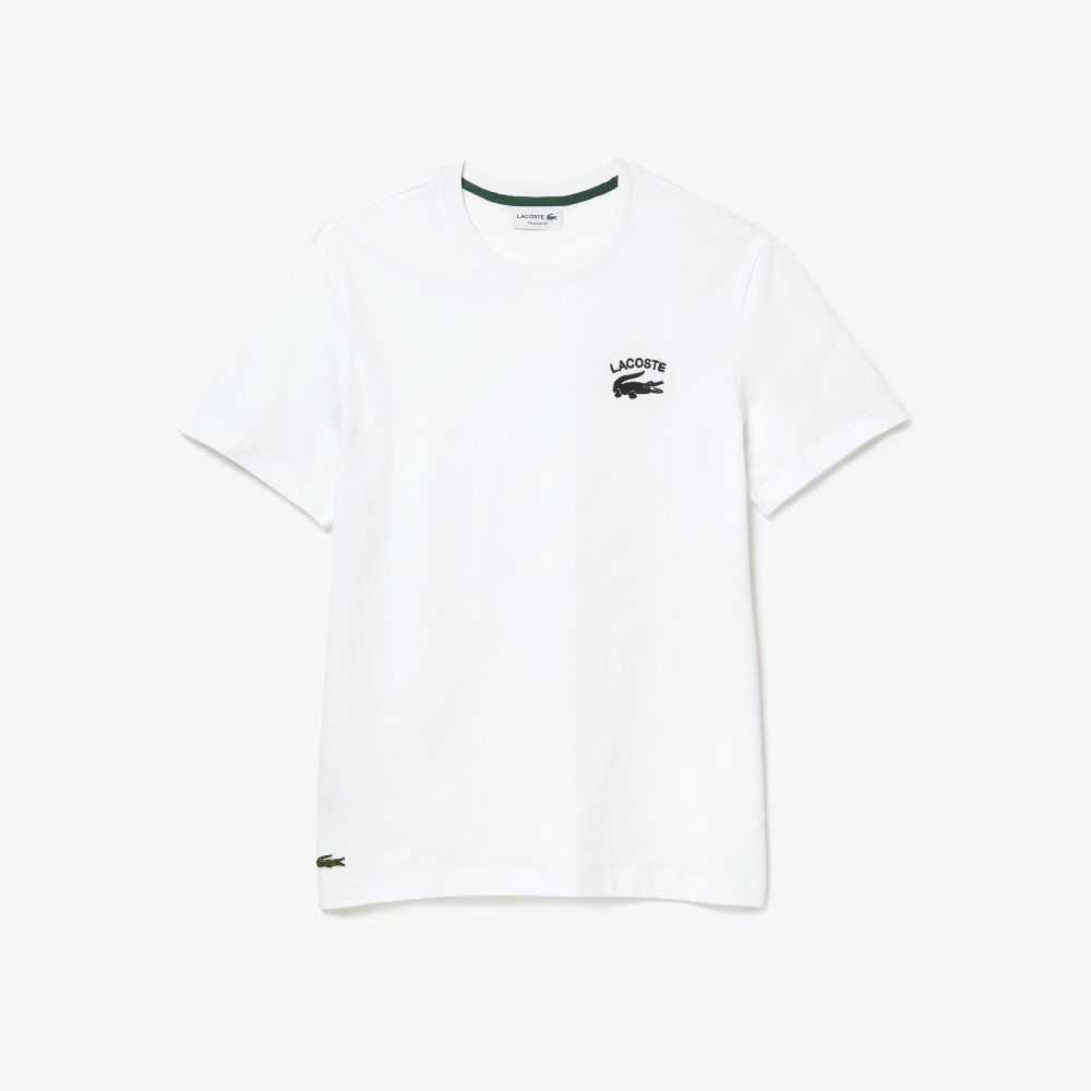 Lacoste Regular Fit Algodon Jersey Blancas | 2104-LVBHA