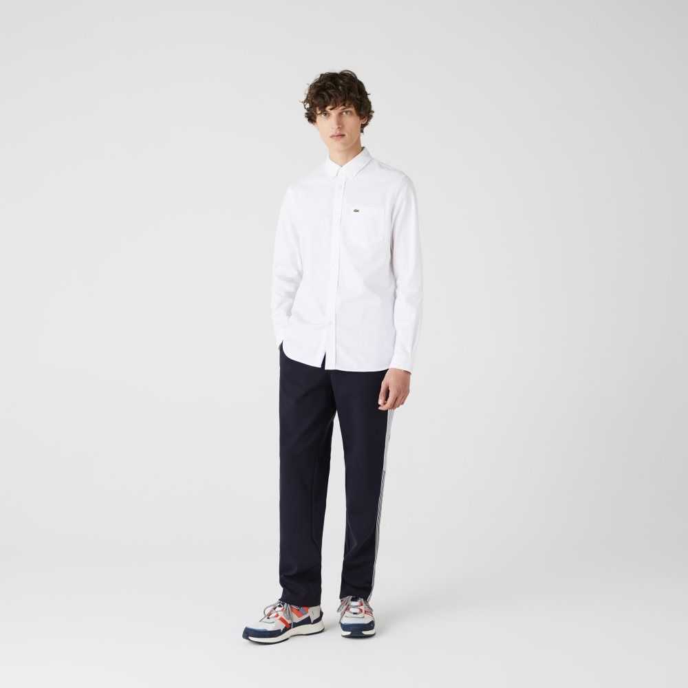 Lacoste Regular Fit Algodon Oxford Blancas | 0379-VXNAP