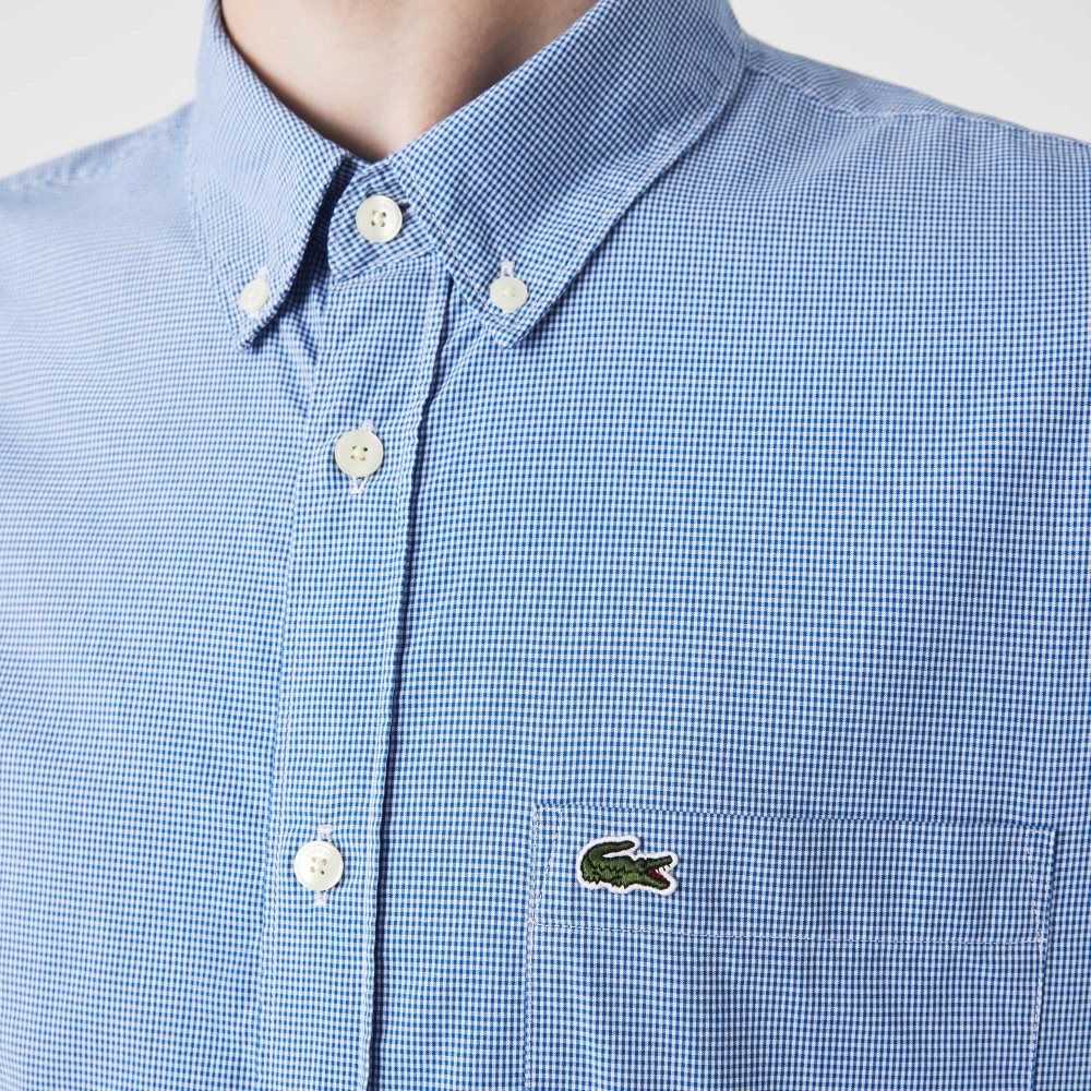 Lacoste Regular Fit Algodon Poplin Blancas Azules | 6251-JISLB