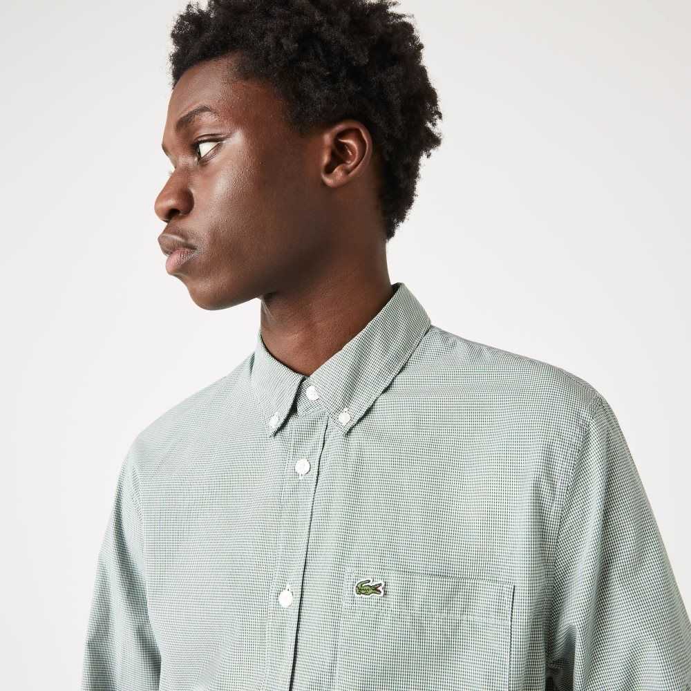 Lacoste Regular Fit Algodon Poplin Blancas Verde | 6579-IOVJT