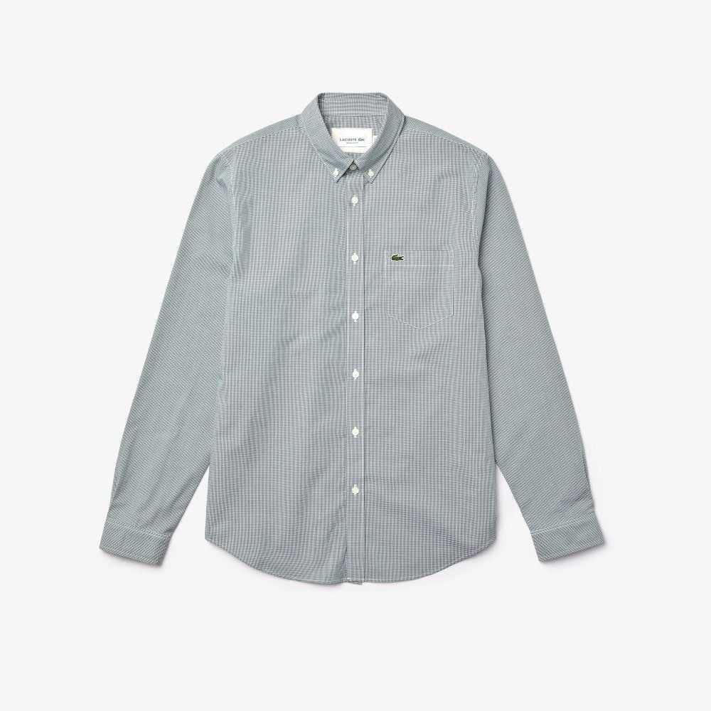 Lacoste Regular Fit Algodon Poplin Blancas Verde | 6579-IOVJT