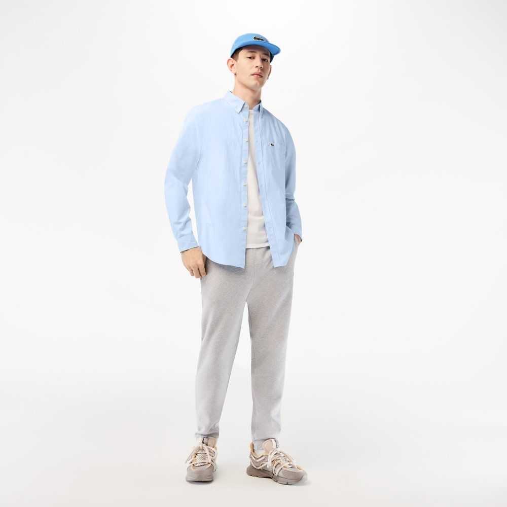 Lacoste Regular Fit Algodon Poplin Blancas Azules | 7238-GHKEQ