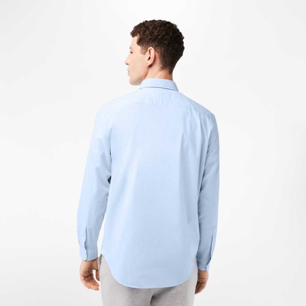 Lacoste Regular Fit Algodon Poplin Blancas Azules | 7238-GHKEQ