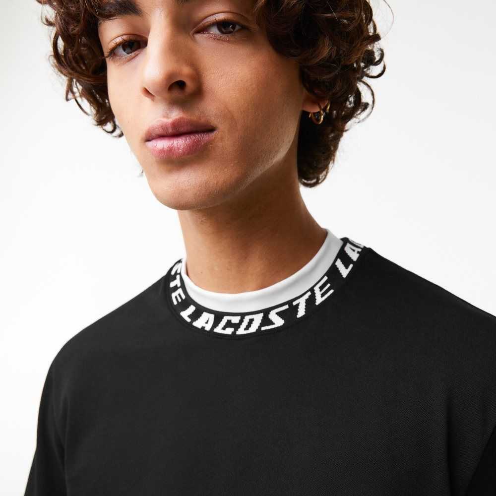 Lacoste Regular Fit Branded Collar Negras | 8761-CYROQ