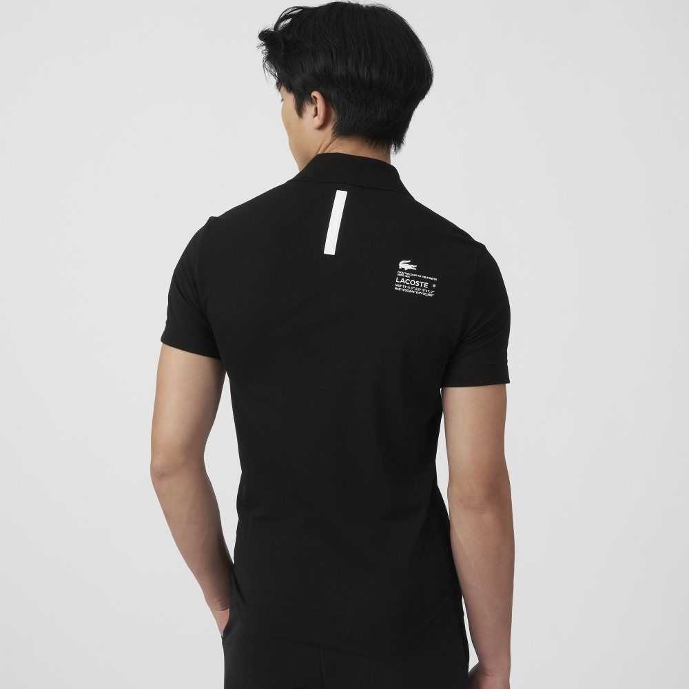 Lacoste Regular Fit Branded Pique Negras | 0389-OAEFJ