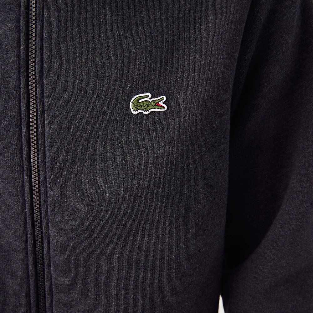 Lacoste Regular Fit Brushed Fleece Zippered Gris | 3489-RYXJB