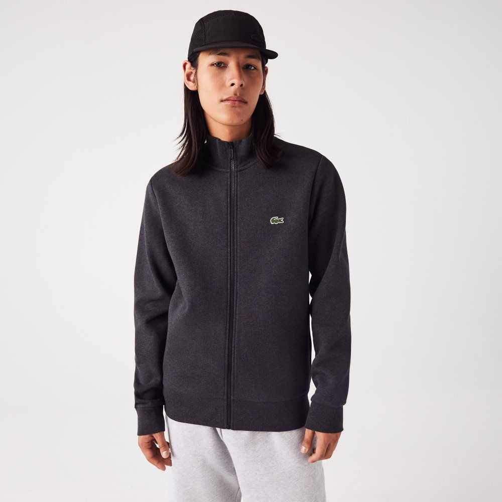 Lacoste Regular Fit Brushed Fleece Zippered Gris | 3489-RYXJB