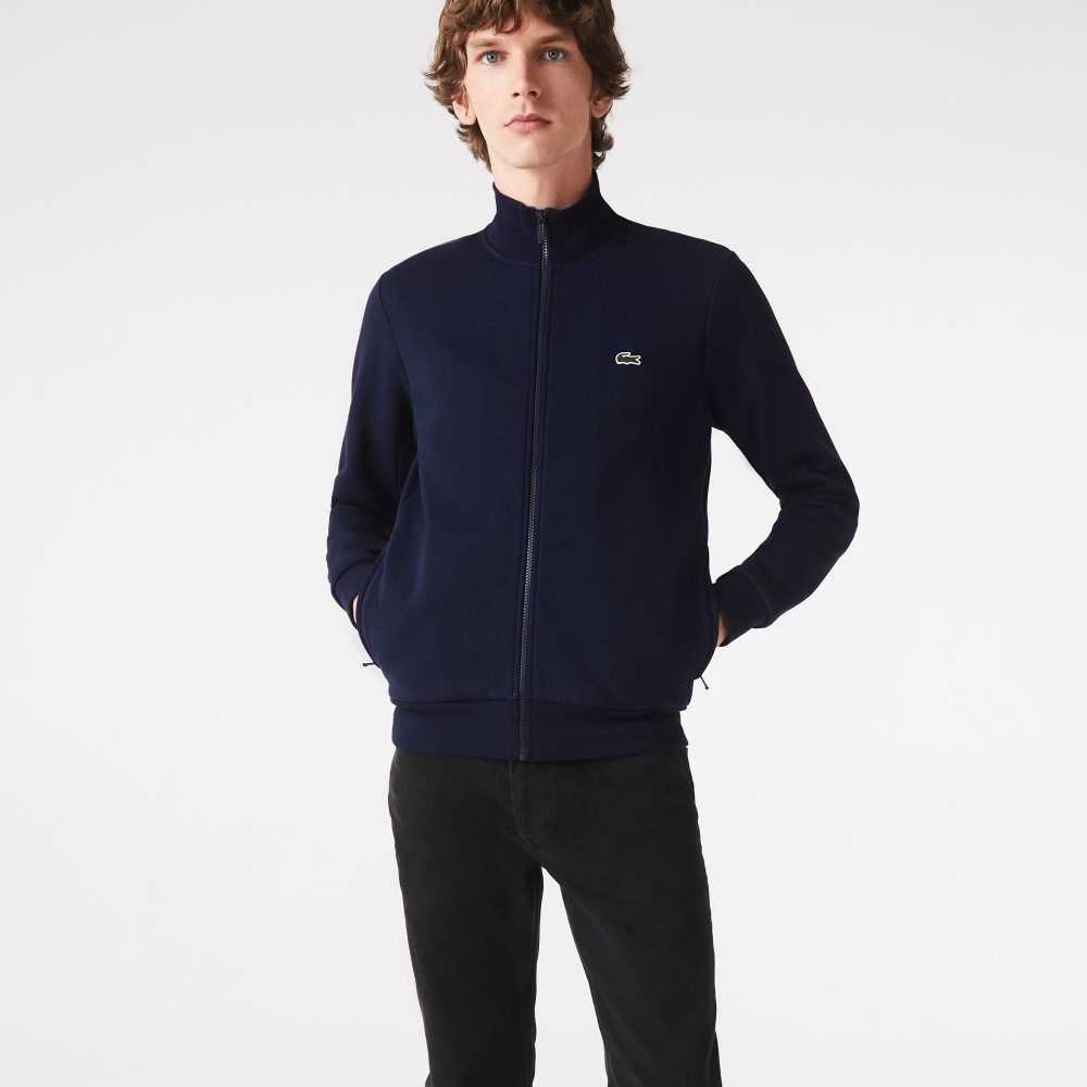 Lacoste Regular Fit Brushed Fleece Zippered Azul Marino Azules | 9348-MLIDA