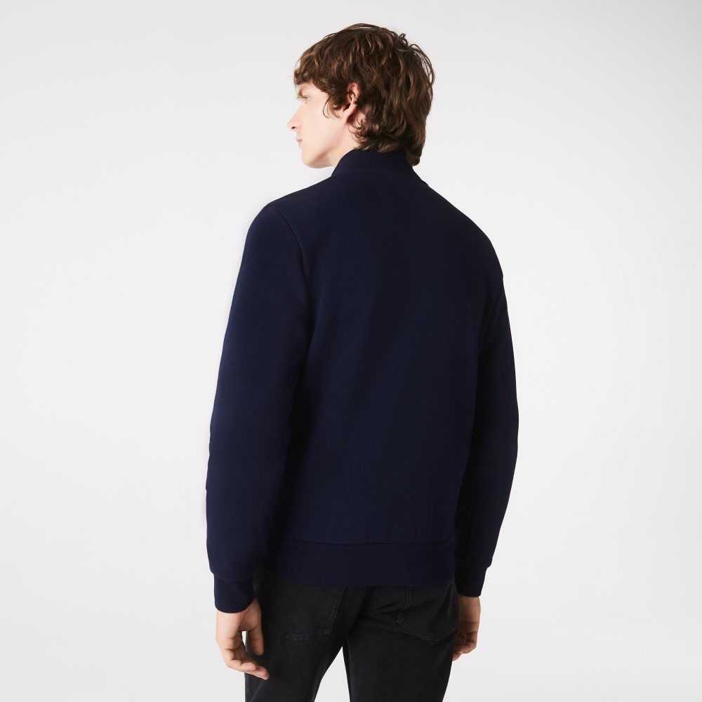 Lacoste Regular Fit Brushed Fleece Zippered Azul Marino Azules | 9348-MLIDA