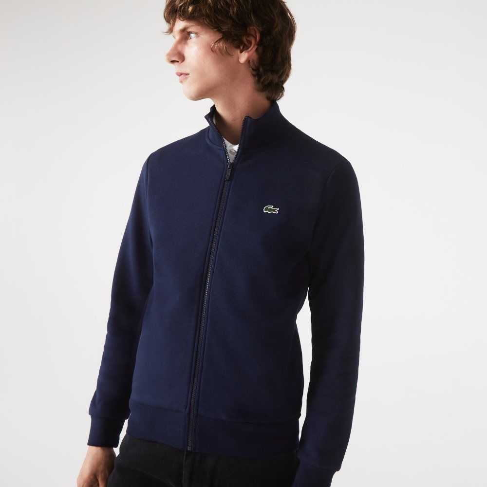 Lacoste Regular Fit Brushed Fleece Zippered Azul Marino Azules | 9348-MLIDA