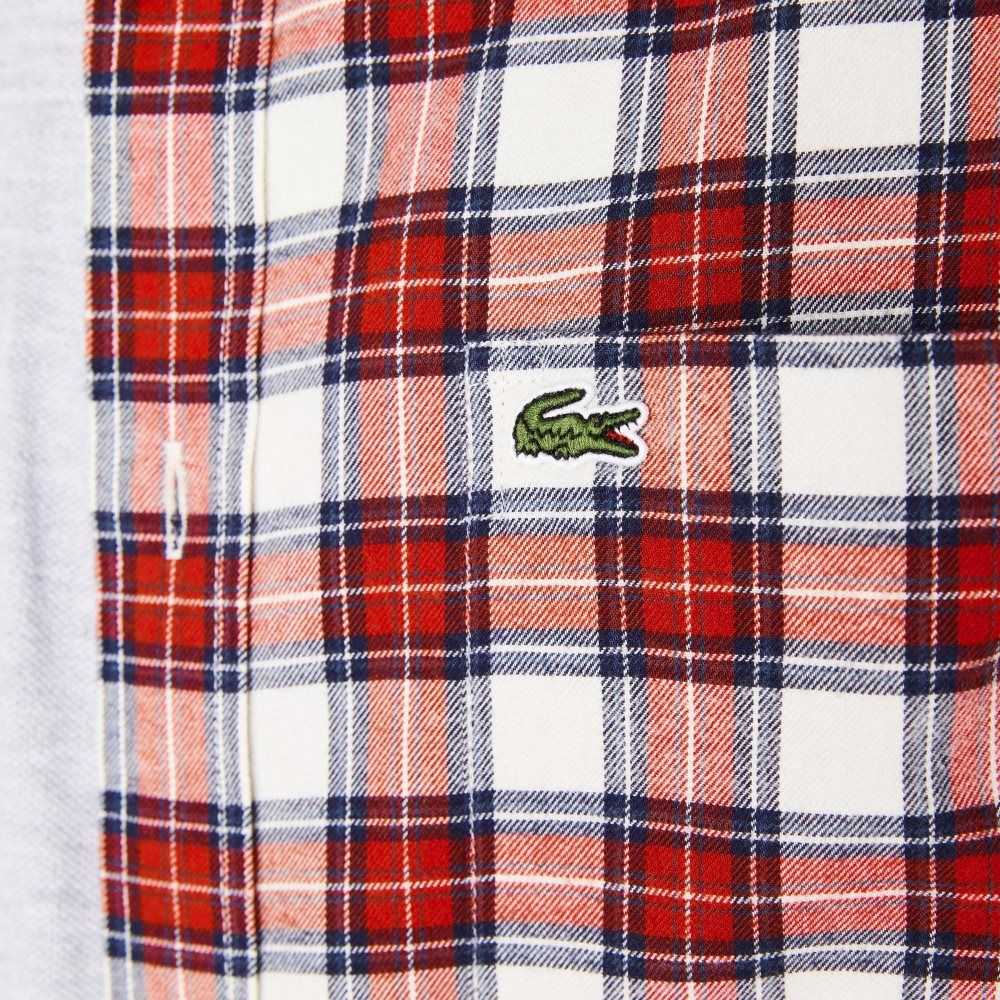 Lacoste Regular Fit Check Print Flannel Blancas Rojas Azul Marino Azules | 1739-QKJPT