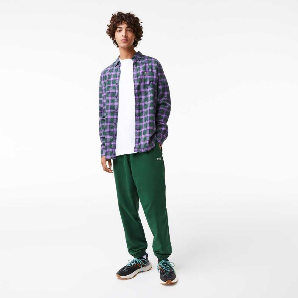 Lacoste Regular Fit Check Print Flannel Verde Moradas Beige | 5179-MASZC