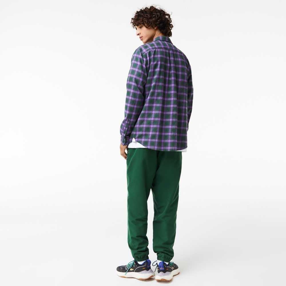 Lacoste Regular Fit Check Print Flannel Verde Moradas Beige | 5179-MASZC