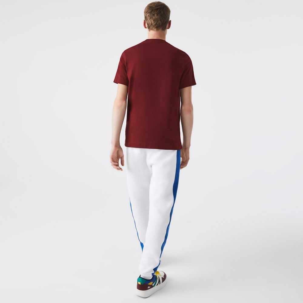 Lacoste Regular Fit Contrast Lettering Algodon Burdeos | 2136-FXPWS