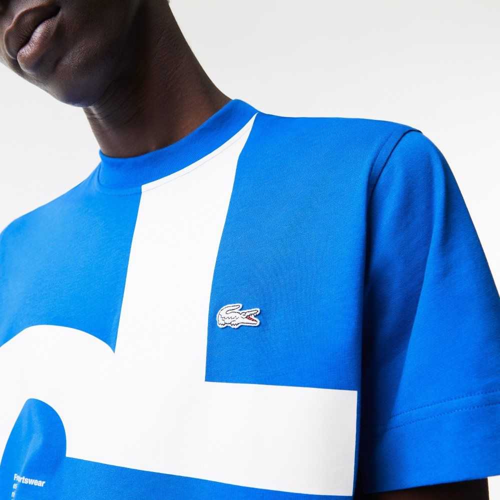 Lacoste Regular Fit Contrast Lettering Algodon Azules | 3801-KZJTL