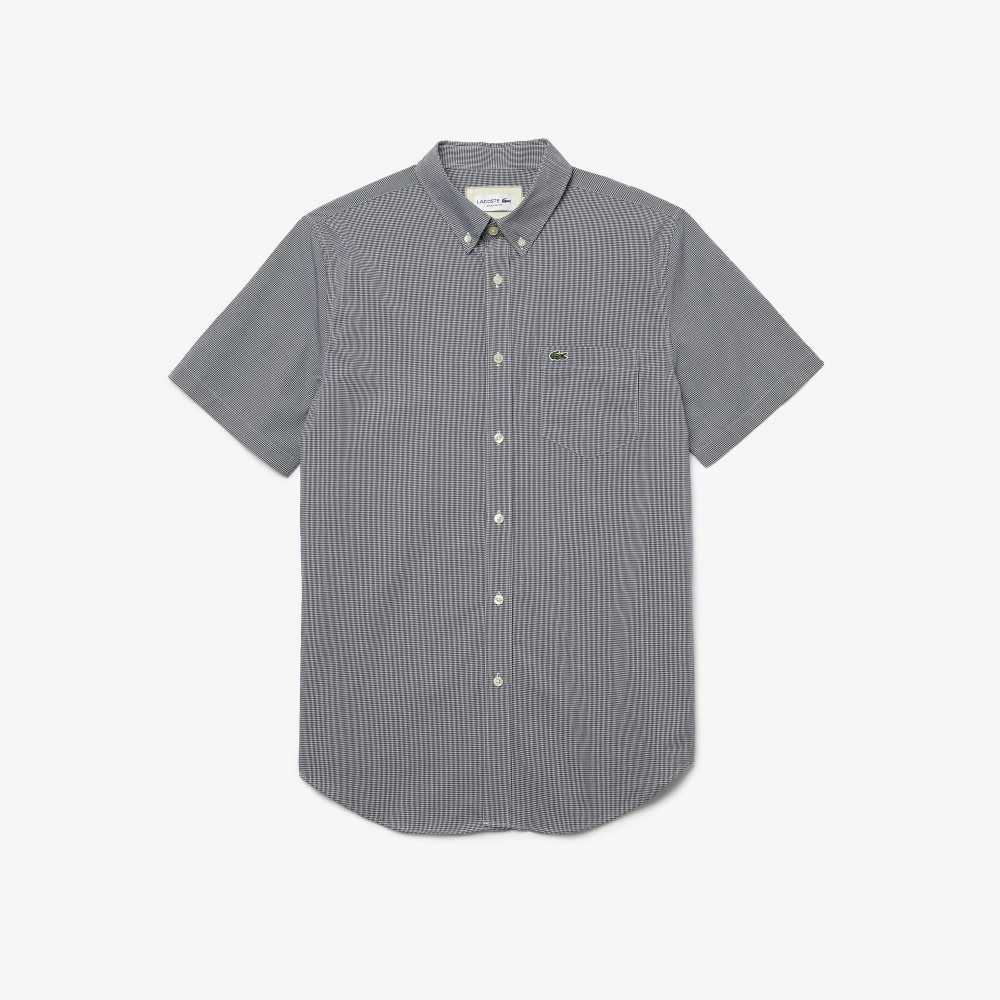 Lacoste Regular Fit Gingham Check Blancas Azul Marino Azules | 6497-AJTOV