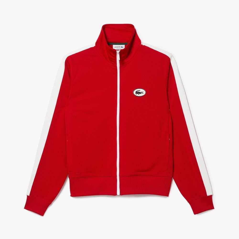 Lacoste Regular Fit High-Neck Pique Zip Rojas | 0897-AYEXN