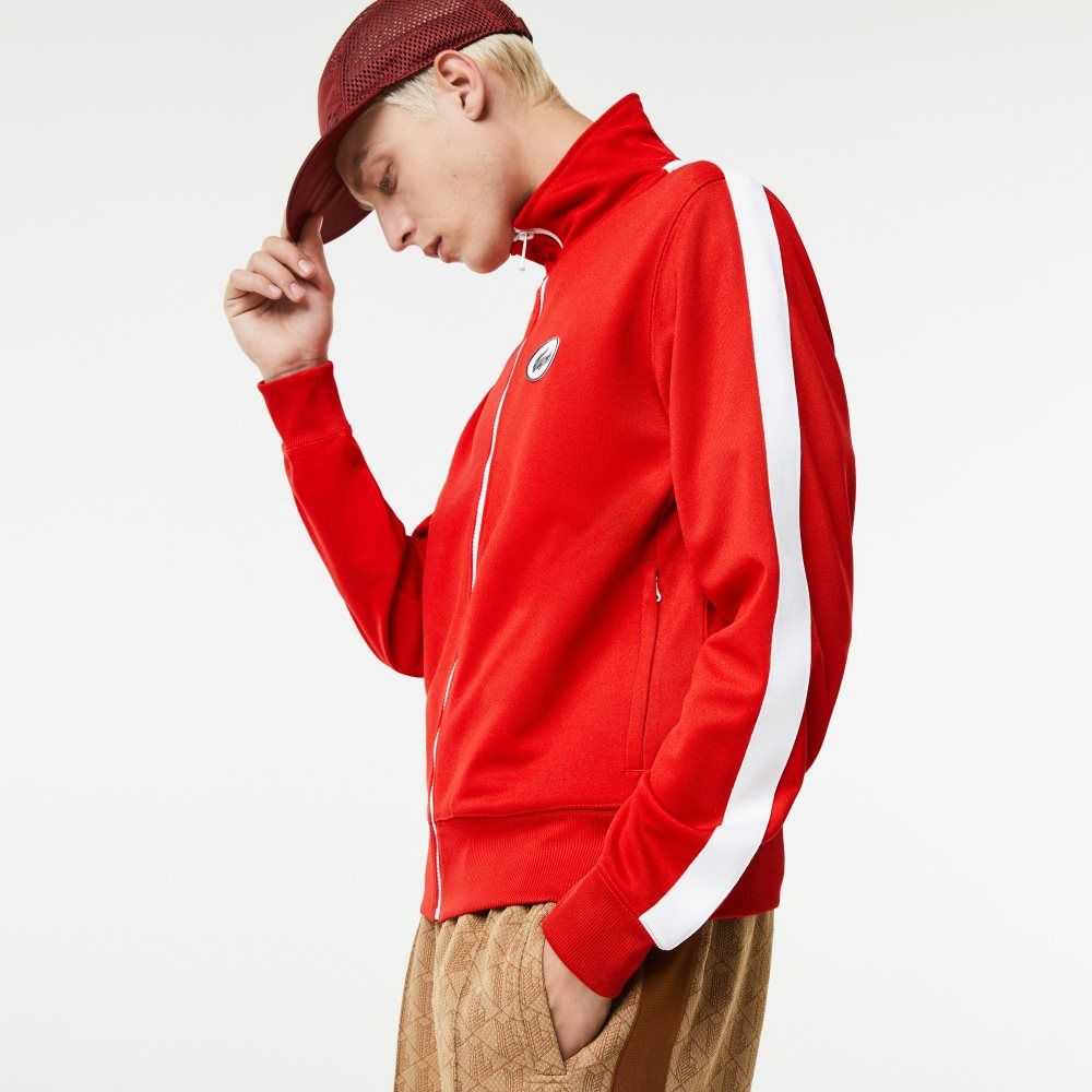 Lacoste Regular Fit High-Neck Pique Zip Rojas | 0897-AYEXN