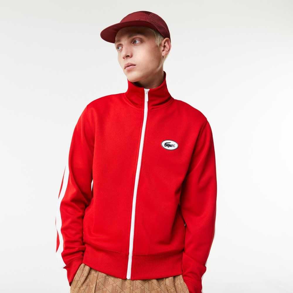 Lacoste Regular Fit High-Neck Pique Zip Rojas | 0897-AYEXN