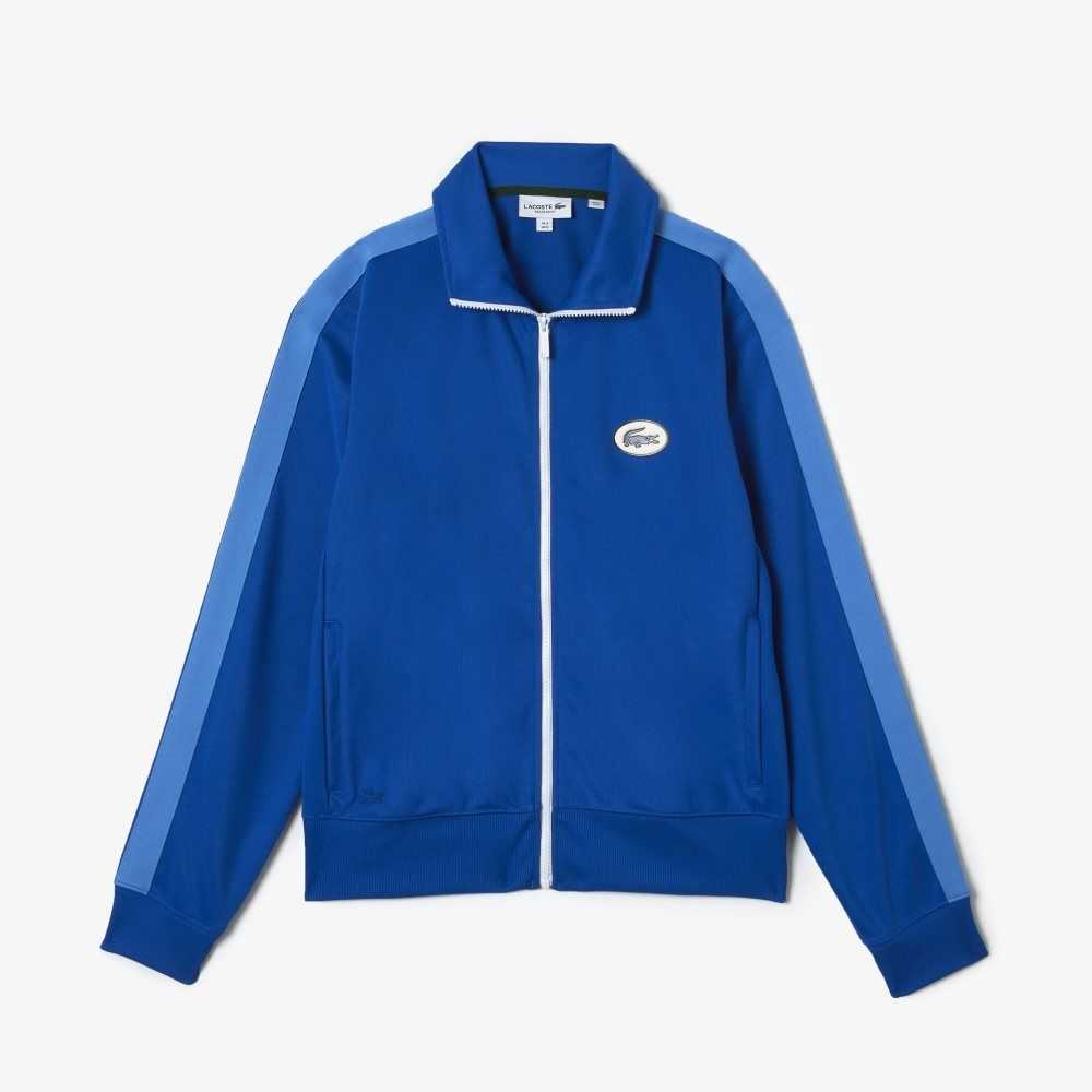 Lacoste Regular Fit High-Neck Pique Zip Azules | 5728-UWCKO