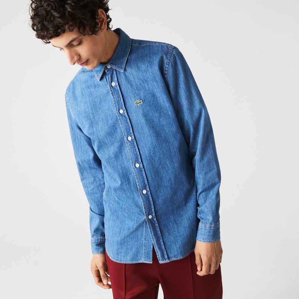 Lacoste Regular Fit Ligeros Organic Algodon Denim Azules | 7802-PWGIS