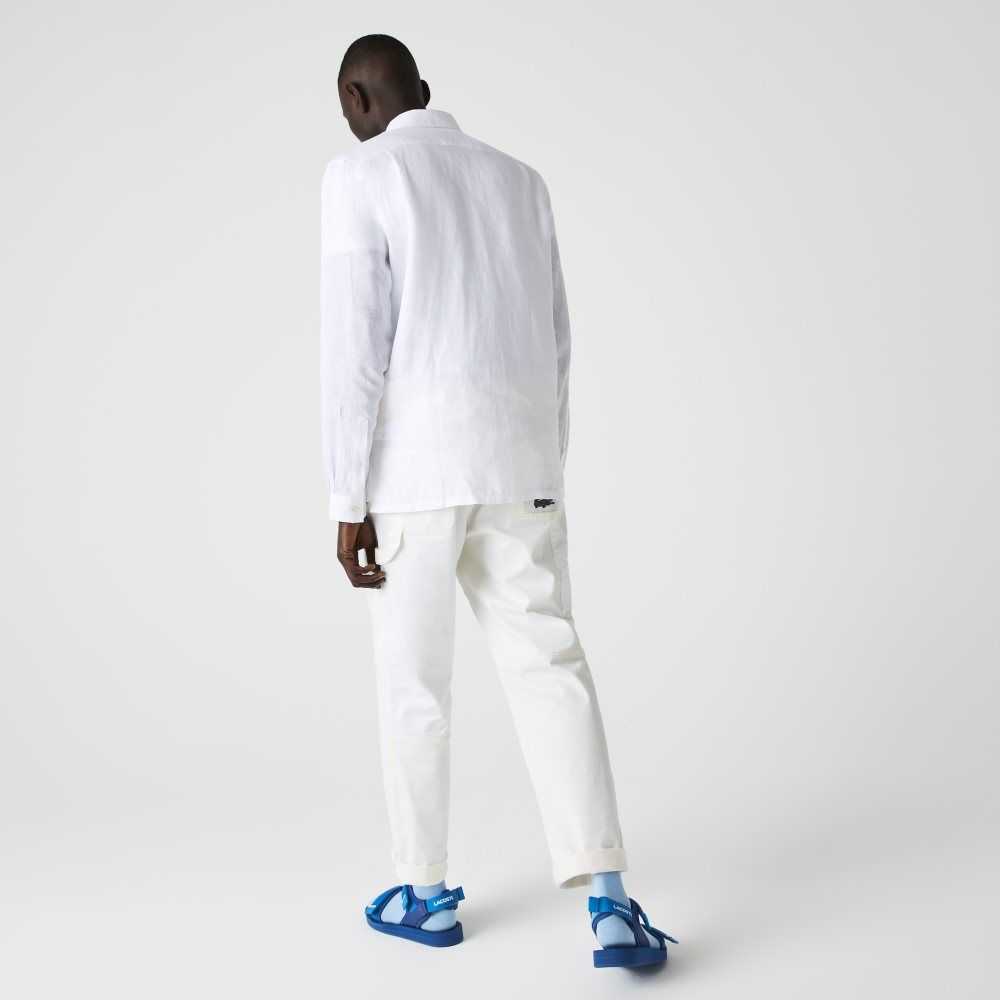 Lacoste Regular Fit Linen Blancas | 5021-CYIZU