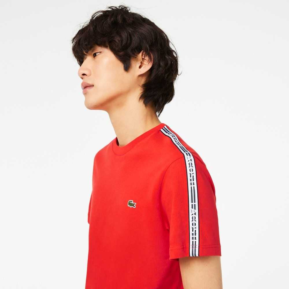 Lacoste Regular Fit Logo Stripe Rojas | 5416-BTNYL