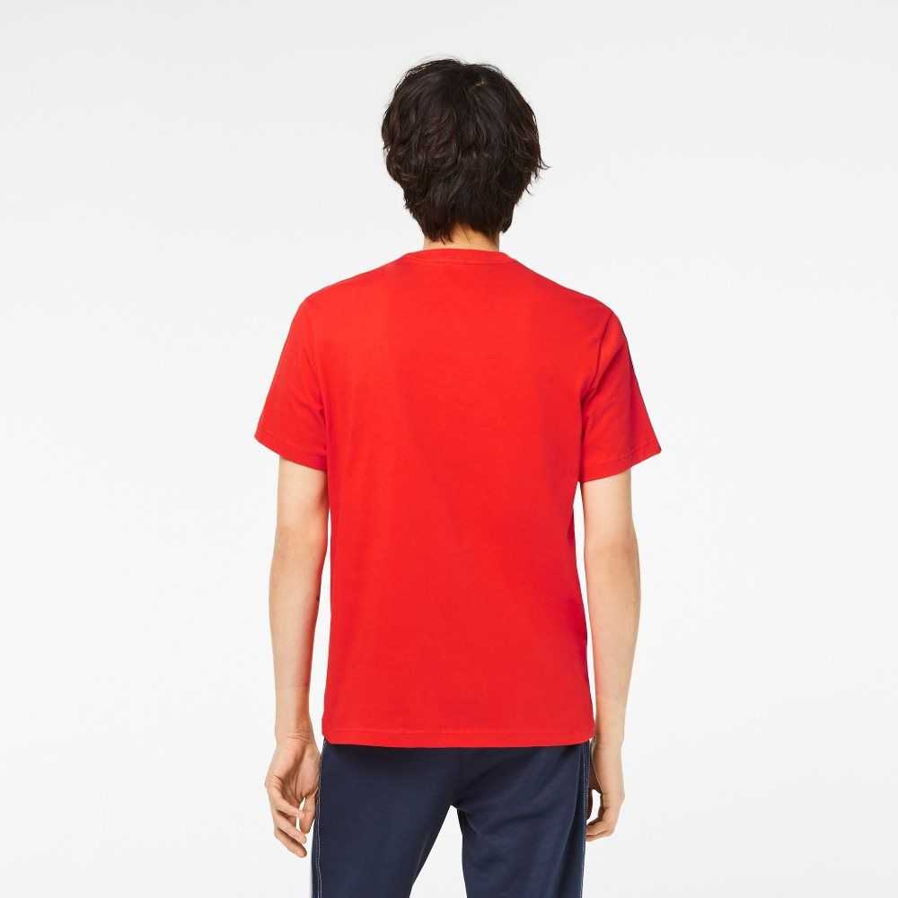 Lacoste Regular Fit Logo Stripe Rojas | 5416-BTNYL