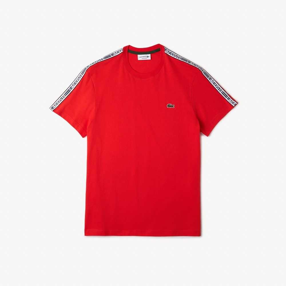 Lacoste Regular Fit Logo Stripe Rojas | 5416-BTNYL