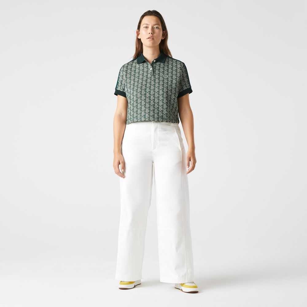 Lacoste Regular Fit Monogram Print Verde Beige | 7093-LZDRB