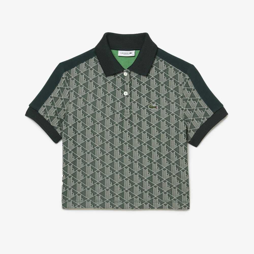 Lacoste Regular Fit Monogram Print Verde Beige | 7093-LZDRB