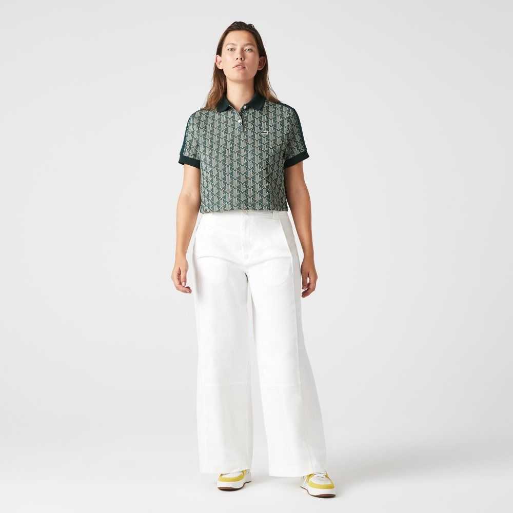 Lacoste Regular Fit Monogram Print Verde Beige | 7093-LZDRB