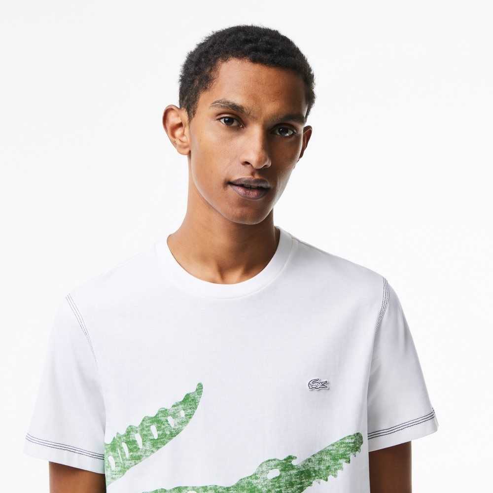 Lacoste Regular Fit Organic Algodon Jersey Blancas | 5267-QPKZE