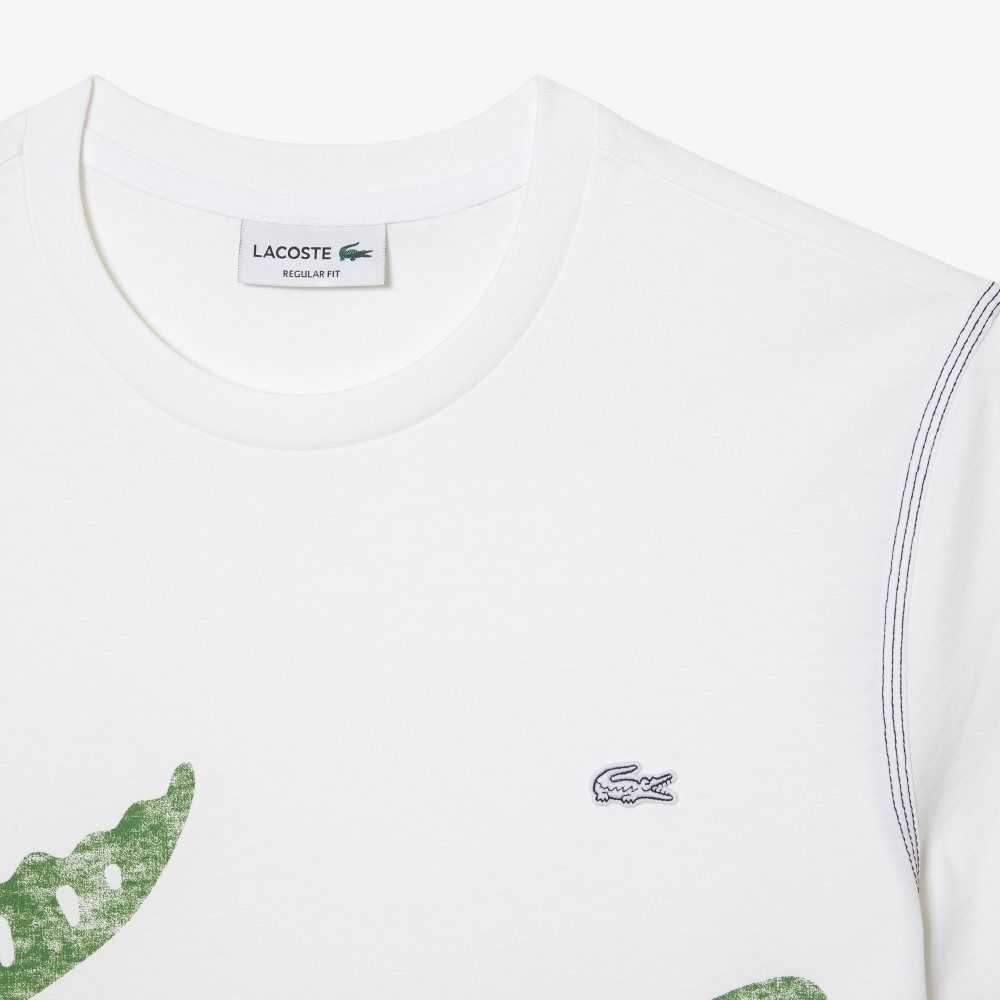 Lacoste Regular Fit Organic Algodon Jersey Blancas | 5267-QPKZE