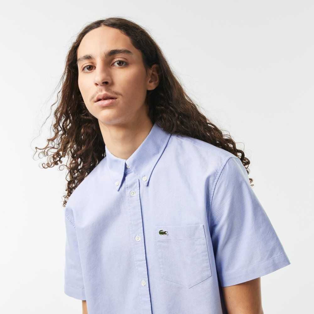 Lacoste Regular Fit Oxford Algodon Azules | 1740-AWYEQ