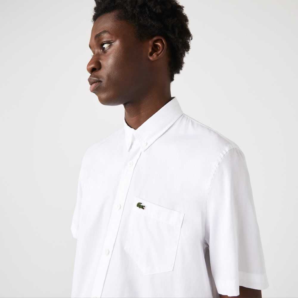 Lacoste Regular Fit Oxford Algodon Blancas | 6987-QBELR