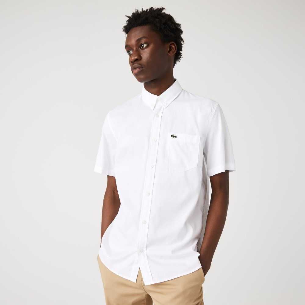 Lacoste Regular Fit Oxford Algodon Blancas | 6987-QBELR