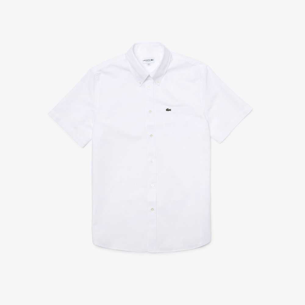 Lacoste Regular Fit Oxford Algodon Blancas | 6987-QBELR