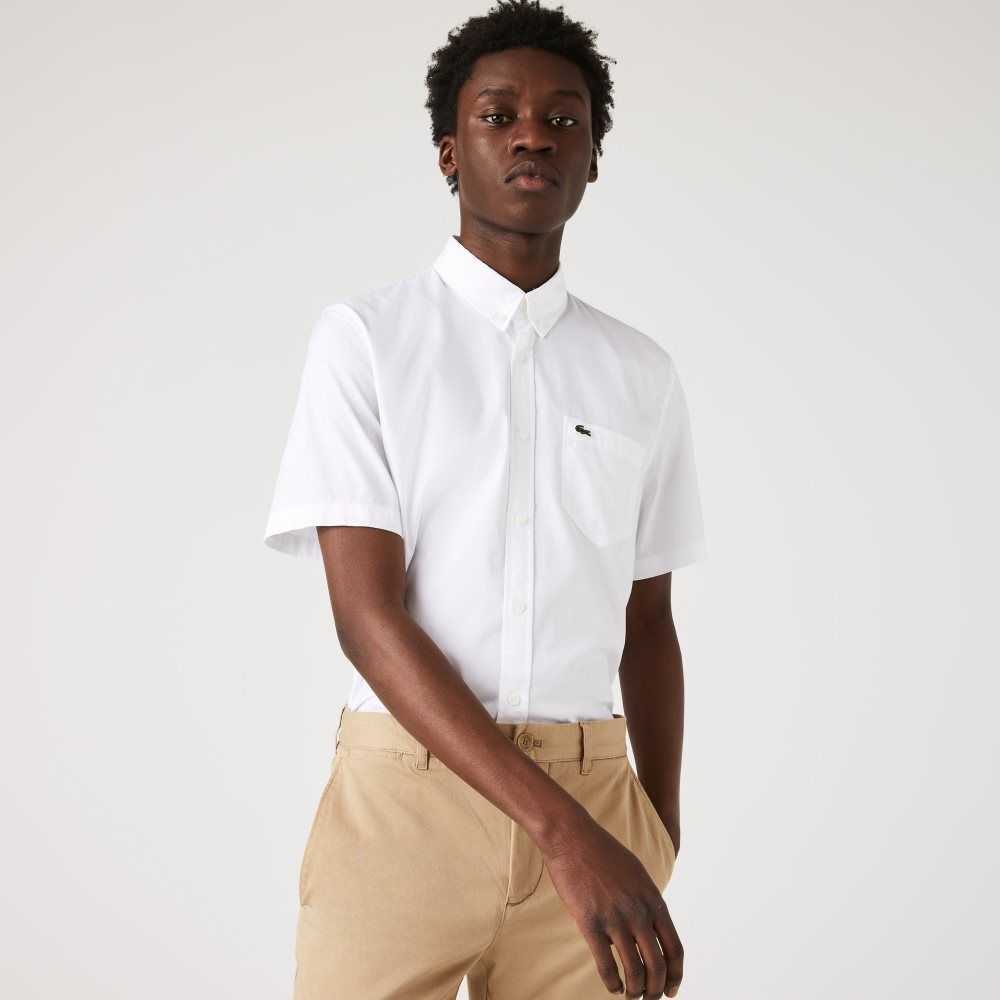 Lacoste Regular Fit Oxford Algodon Blancas | 6987-QBELR