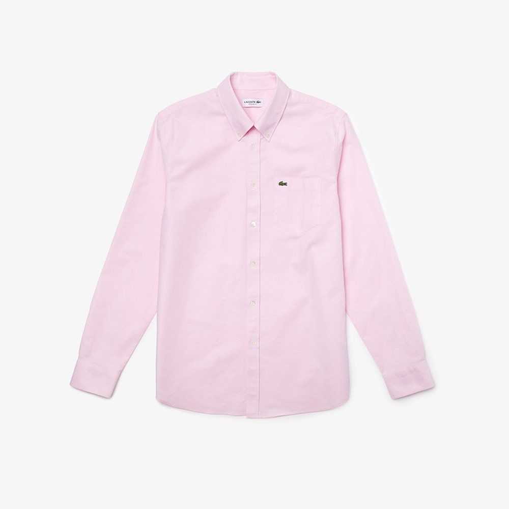 Lacoste Regular Fit Oxford Algodon Rosas Claro | 0895-OVTZN