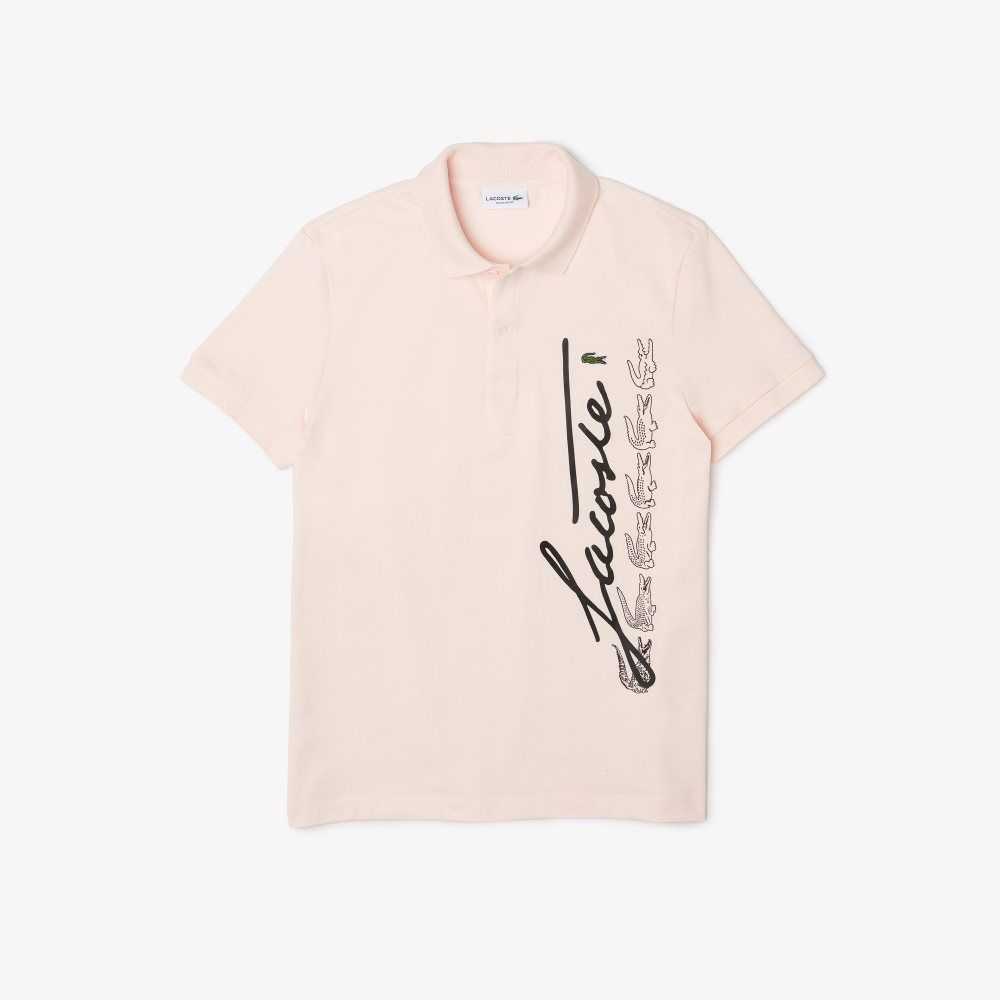 Lacoste Regular Fit Signature Algodon Pique Rosas Claro | 4152-MJXWB